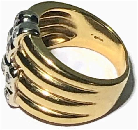 Hermes Paris vintage 18 kt yellow gold open wide band ring